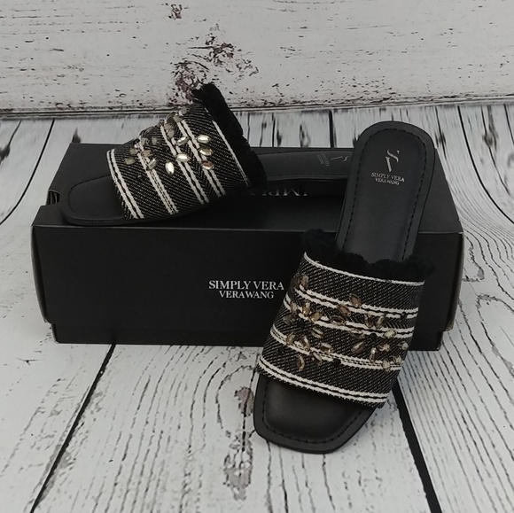 Simply Vera Charden Jeweled Black Sandals - Picture 2 of 8